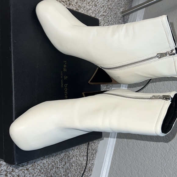 🆕RAG & BONE WHITE ELLIS LEATHER ANKLE BOOTIES SIZE 38 - Picture 4 of 5
